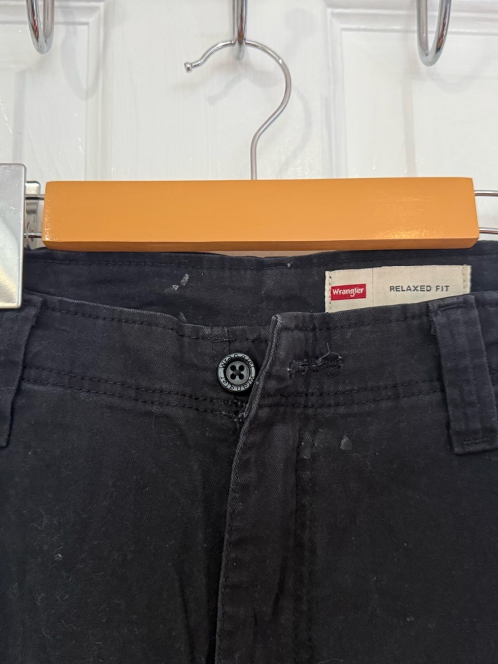 Wrangler Relaxed Fit Black Pants with Button Waist